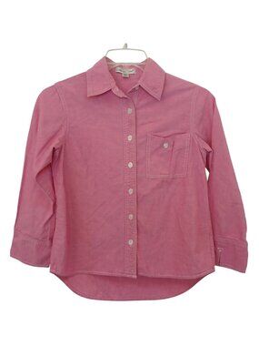 Coldwater Creek Womens PXS Pink Button Shirt 100% Cotton Long Sleeve Pocket #D42